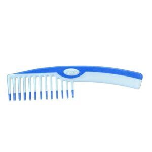 Vintage GOODY Wide-Toothed Detangling Comb 7” Non-slip handle 1980's White Blue